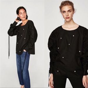 NWT Zara Collection Tunnel Sleeve Shirt With Pearls
